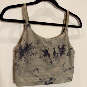 Alphalete Olive and Black Tie-Dye Crop Top with extra liner buttery soft